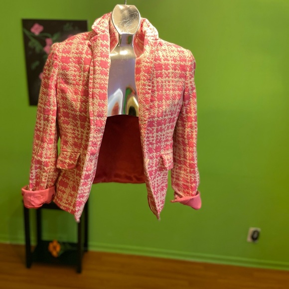 Ann Taylor Pink & White Plaid Jacket - Picture 2 of 9